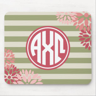Alpha Chi Omega   Monogram Stripe Patroon Muismat