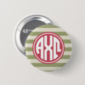 Alpha Chi Omega | Monogram Stripe Patroon Ronde Button 5,7 Cm (Voorkant /achterkant)