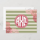 Alpha Chi Omega | Monogram Stripe Pattern Briefkaart (Voorkant / Achterkant)