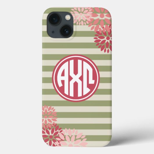 Alpha Chi Omega | Monogram Stripe Pattern Case-Mate iPhone Case (Achterkant)