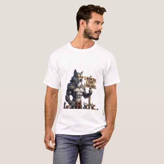Alpha Dad - Funny Wolf Pack Leader T-shirt (Voorkant volledig)