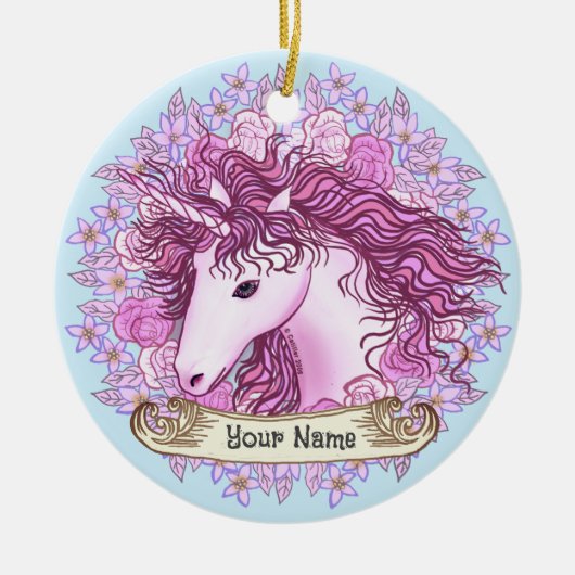 Alpha Eenhoorn  Keramisch Ornament (Voorkant)
