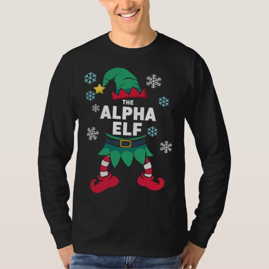 Alpha Elf Family Christmas Party Pyjamas T-shirt (Voorkant)