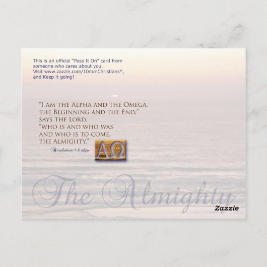 Alpha en Omega Briefkaart (Achterkant)