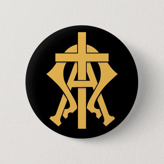 Alpha en Omega Ronde Button 5,7 Cm (Voorkant)