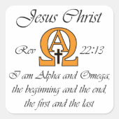 Alpha en Omega Vierkante Sticker (Voorkant)