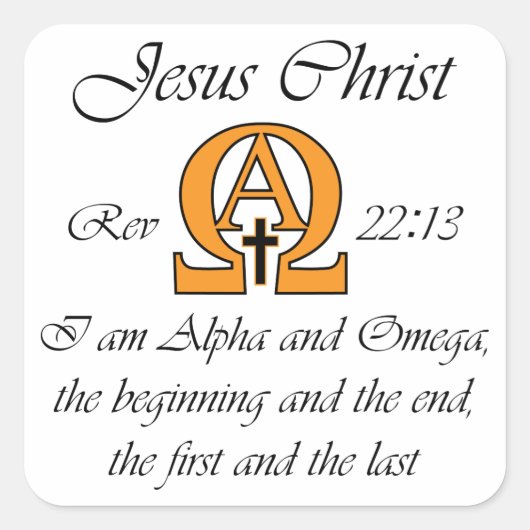 Alpha en Omega Vierkante Sticker (Voorkant)