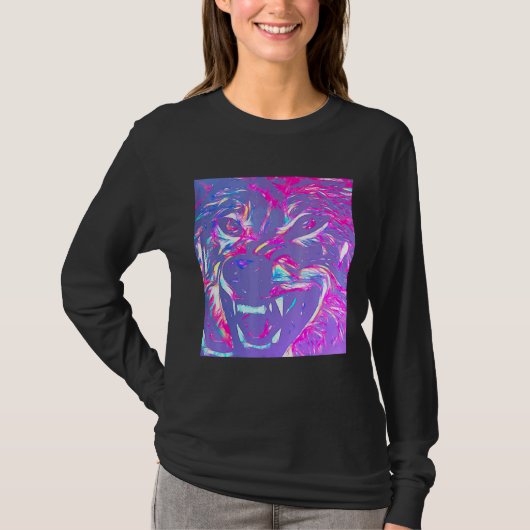 Alpha Face Angry Leader Wolf T-shirt (Voorkant)