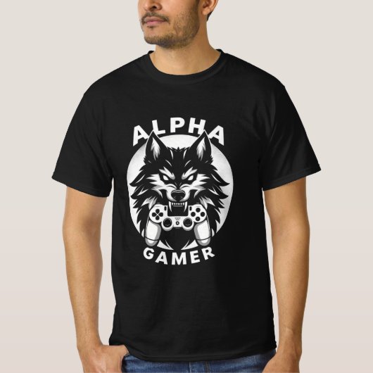 Alpha Gamer Wolf met Controller T-shirt (Voorkant)