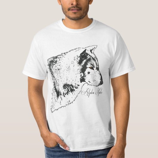 Alpha Gray Wolf Wildlife Illustratie T-shirt (Voorkant)