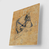 Alpha Gray Wolf Wildlife Portret Art Vierkante Klok (Hoek)