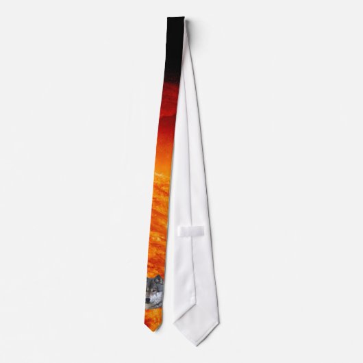 Alpha Grey Wolf & Flaming Sun Wildlife Stropdas (Achterkant)
