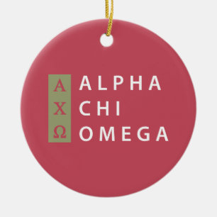 Alpha- het Gestapelde Logo van de Chi Omega   Keramisch Ornament