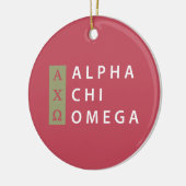 Alpha- het Gestapelde Logo van de Chi Omega | Keramisch Ornament (Links)