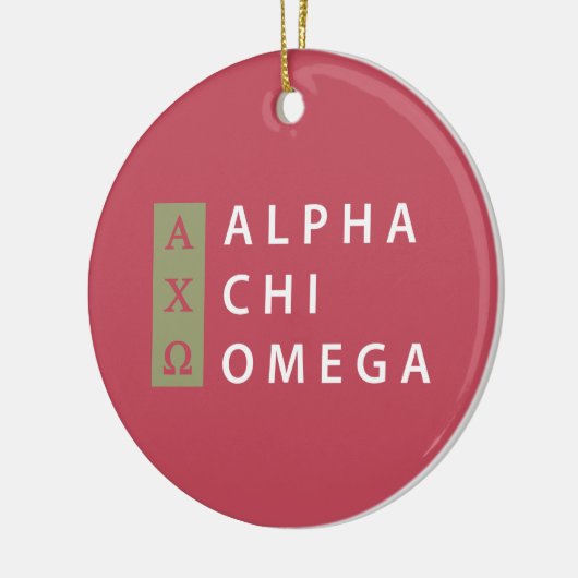 Alpha- het Gestapelde Logo van de Chi Omega | Keramisch Ornament (Links)