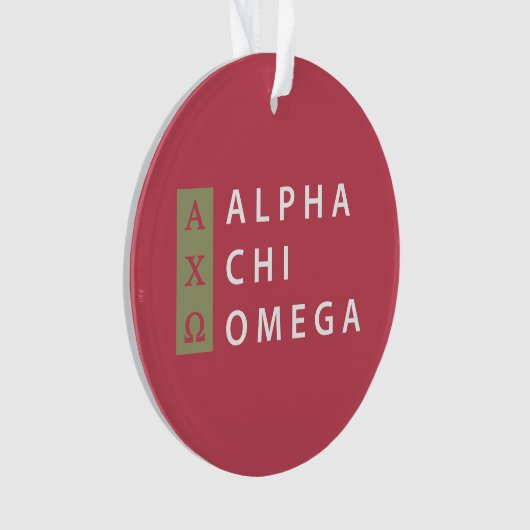 Alpha- het Gestapelde Logo van de Chi Omega | Ornament (voorkant)