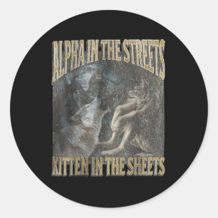 Alpha in de straten kitten grappige weerwolf wolf ronde sticker
