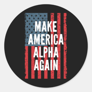 Alpha Make America Again Vierde Juli Onafhankelijk Ronde Sticker