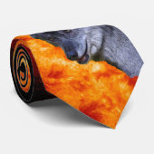 Alpha Male Grey Wolf & Flaming Sun Wildlife Stropd Stropdas (Opgerold)