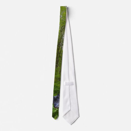 Alpha Man Grijze Wolf & Bos Wildlife Necktie Stropdas (Achterkant)
