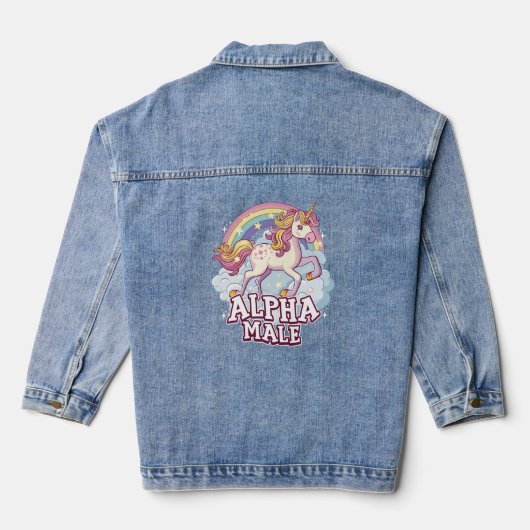 Alpha Mannelijke Eenhoorn Denim Jacket (Achterkant)