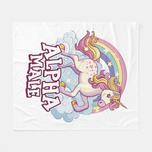 Alpha Mannelijke Eenhoorn Fleece Deken (Voorkant (Horizontaal))