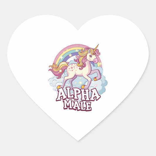 Alpha Mannelijke Eenhoorn Hart Sticker (Voorkant)