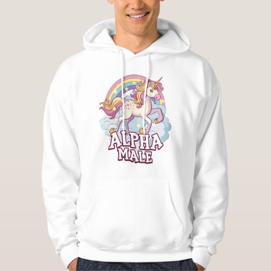 Alpha Mannelijke Eenhoorn Hoodie (Voorkant)