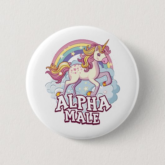Alpha Mannelijke Eenhoorn Ronde Button 5,7 Cm (Voorkant)
