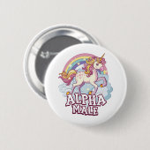 Alpha Mannelijke Eenhoorn Ronde Button 5,7 Cm (Voorkant /achterkant)