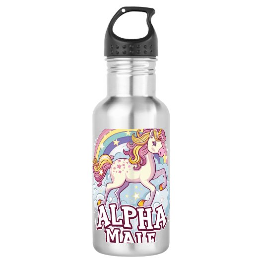 Alpha Mannelijke Eenhoorn Waterfles (Voorkant)