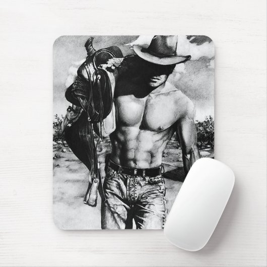 Alpha Mannelijke Mannelijke Fine Art Cowboy Cool Muismat (Met muis)