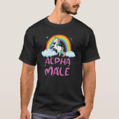 Alpha mannetje eenhoorn regenboog meme sarcastisch t-shirt (Voorkant)