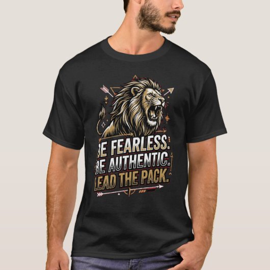 Alpha Mindset Lion T-Shirt – Be Fearless Lead The  (Voorkant)