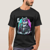Alpha Mode Cyberpunk Wolf T-Shirt Neon Streetwear (Voorkant)