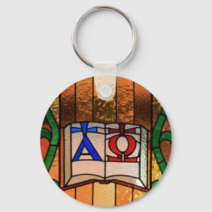Alpha Omega Book Glas in lood Art Sleutelhanger
