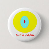 Alpha Omega Ronde Button 5,7 Cm (Voorkant)