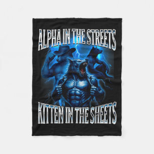 Alpha Op Straat Kitten In De Lakens Wolf Meme Fleece Deken