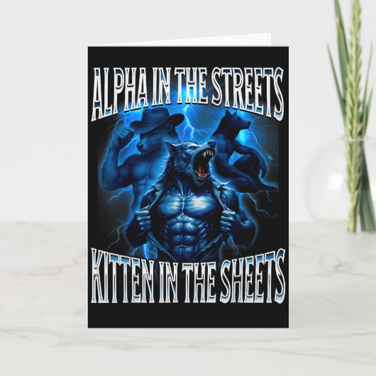 Alpha Op Straat Kitten In De Lakens Wolf Meme Kaart (Voorkant)