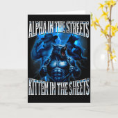 Alpha Op Straat Kitten In De Lakens Wolf Meme Kaart (Gele Bloem)