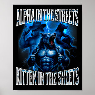Alpha Op Straat Kitten In De Lakens Wolf Meme Poster