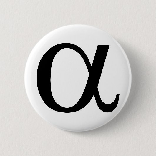 alpha-pictogram a ronde button 5,7 cm (Voorkant)