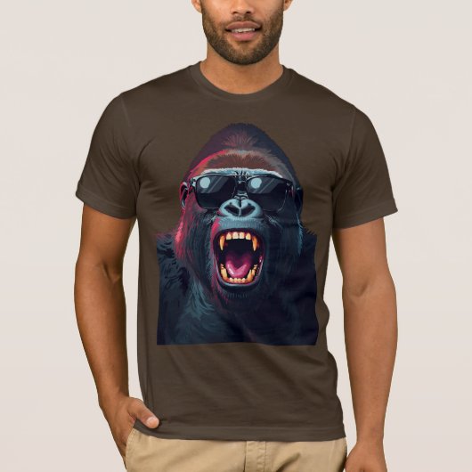 Alpha Rage – Roaring Gorilla with Sunglasses T-shirt (Voorkant)