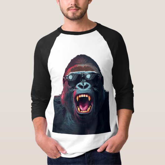 Alpha Rage – Roaring Gorilla with Sunglasses T-shirt (Voorkant)