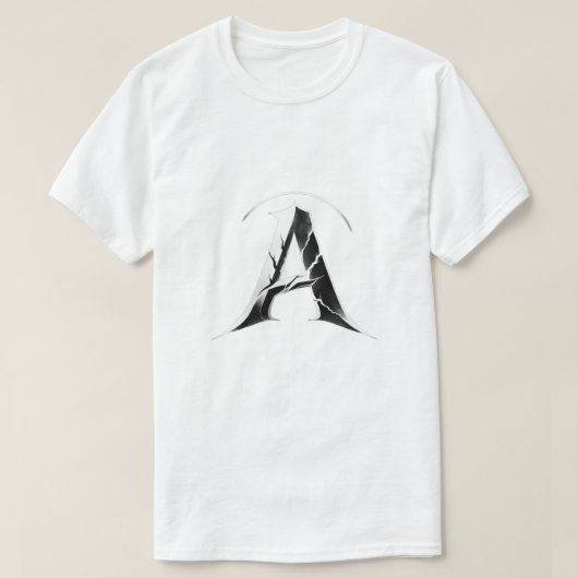 Alpha Shadow A – Premium Donkere Letter A T-shirt (Design voorkant)