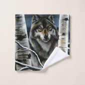 Alpha Timber Wolf Populierbomen Bad Handdoek (Wasdoekje)
