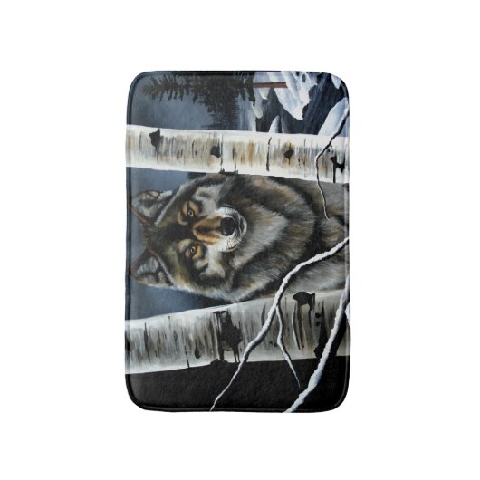 Alpha Timber Wolf Populierbomen Badmat (Voorkant Verticaal)