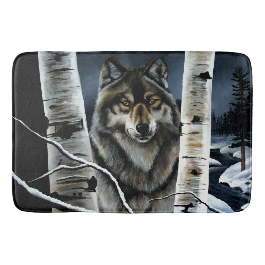 Alpha Timber Wolf Populierbomen Badmat (Voorkant)