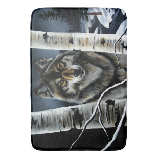 Alpha Timber Wolf Populierbomen Badmat (Voorkant Verticaal)