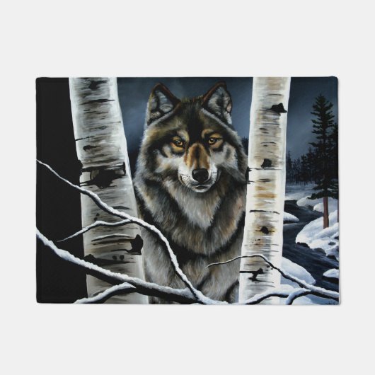 Alpha Timber Wolf Populierbomen Deurmat (Voorkant)